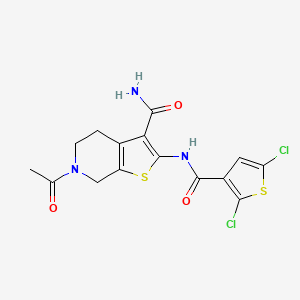 molecular formula C15H13Cl2N3O3S2 B2420240 6-乙酰基-2-(2,5-二氯噻吩-3-甲酰胺)-4,5,6,7-四氢噻吩并[2,3-c]吡啶-3-甲酰胺 CAS No. 864857-85-2