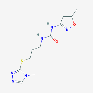 molecular formula C11H16N6O2S B2420249 1-(3-((4-甲基-4H-1,2,4-三唑-3-基)硫代)丙基)-3-(5-甲基异恶唑-3-基)脲 CAS No. 900009-50-9
