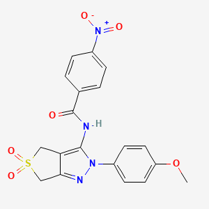 molecular formula C19H16N4O6S B2420251 N-(2-(4-methoxyphenyl)-5,5-dioxido-4,6-dihydro-2H-thieno[3,4-c]pyrazol-3-yl)-4-nitrobenzamide CAS No. 450337-91-4