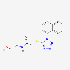 molecular formula C15H15N5O2S B2420255 N-(2-hydroxyethyl)-2-((1-(naphthalen-1-yl)-1H-tetrazol-5-yl)thio)acetamide CAS No. 878702-92-2