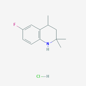 molecular formula C12H17ClFN B2420260 6-氟-2,2,4-三甲基-3,4-二氢-1H-喹啉；盐酸盐 CAS No. 2243513-24-6