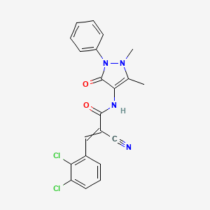 molecular formula C21H16Cl2N4O2 B2420267 2-cyano-3-(2,3-dichlorophenyl)-N-(1,5-dimethyl-3-oxo-2-phenyl-2,3-dihydro-1H-pyrazol-4-yl)prop-2-enamide CAS No. 893017-18-0