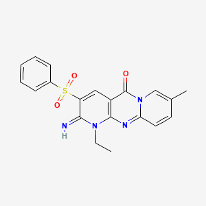 molecular formula C20H18N4O3S B2420268 1-ethyl-2-imino-8-methyl-3-(phenylsulfonyl)-1H-dipyrido[1,2-a:2',3'-d]pyrimidin-5(2H)-one CAS No. 606954-81-8