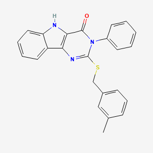 molecular formula C24H19N3OS B2420271 2-[(3-methylphenyl)methylsulfanyl]-3-phenyl-5H-pyrimido[5,4-b]indol-4-one CAS No. 536704-09-3