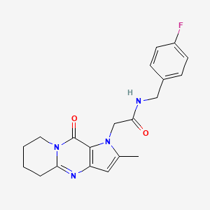 molecular formula C20H21FN4O2 B2420274 N-(4-fluorobenzyl)-2-[2-methyl-10-oxo-5,7,8,10-tetrahydropyrido[1,2-a]pyrrolo[3,2-d]pyrimidin-1(6H)-yl]acetamide CAS No. 1775309-87-9