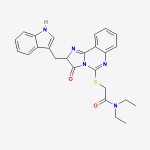 molecular formula C25H25N5O2S B2420277 N,N-二乙基-2-{[2-(1H-吲哚-3-基甲基)-3-氧代-2,3-二氢咪唑并[1,2-c]喹唑啉-5-基]硫代}乙酰胺 CAS No. 957400-92-9