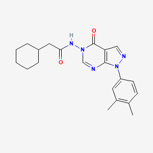 molecular formula C21H25N5O2 B2420283 2-cyclohexyl-N-(1-(3,4-dimethylphenyl)-4-oxo-1H-pyrazolo[3,4-d]pyrimidin-5(4H)-yl)acetamide CAS No. 900008-58-4