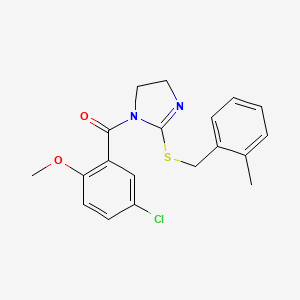 molecular formula C19H19ClN2O2S B2420293 (5-chloro-2-methoxyphenyl)(2-((2-methylbenzyl)thio)-4,5-dihydro-1H-imidazol-1-yl)methanone CAS No. 851801-23-5