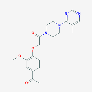 molecular formula C20H24N4O4 B2420297 2-(4-Acetyl-2-methoxyphenoxy)-1-(4-(5-methylpyrimidin-4-yl)piperazin-1-yl)ethanone CAS No. 1428351-20-5