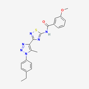 molecular formula C21H20N6O2S B2420298 N-{3-[1-(4-ethylphenyl)-5-methyl-1H-1,2,3-triazol-4-yl]-1,2,4-thiadiazol-5-yl}-3-methoxybenzamide CAS No. 895118-65-7