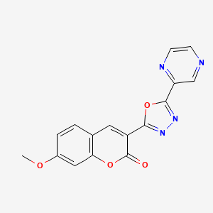 molecular formula C16H10N4O4 B2420300 7-methoxy-3-[5-(pyrazin-2-yl)-1,3,4-oxadiazol-2-yl]-2H-chromen-2-one CAS No. 2320725-14-0