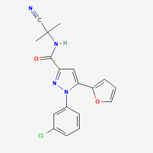 molecular formula C18H15ClN4O2 B2420303 1-(3-chlorophenyl)-N-(1-cyano-1-methylethyl)-5-(furan-2-yl)-1H-pyrazole-3-carboxamide CAS No. 1445203-61-1