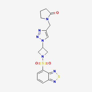 molecular formula C16H17N7O3S2 B2420306 1-((1-(1-(benzo[c][1,2,5]thiadiazol-4-ylsulfonyl)azetidin-3-yl)-1H-1,2,3-triazol-4-yl)methyl)pyrrolidin-2-one CAS No. 2034269-97-9