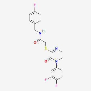 molecular formula C19H14F3N3O2S B2420308 2-[4-(3,4-difluorophenyl)-3-oxopyrazin-2-yl]sulfanyl-N-[(4-fluorophenyl)methyl]acetamide CAS No. 900008-07-3