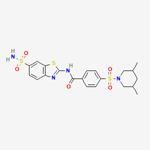 molecular formula C21H24N4O5S3 B2420312 4-((3,5-dimethylpiperidin-1-yl)sulfonyl)-N-(6-sulfamoylbenzo[d]thiazol-2-yl)benzamide CAS No. 361167-64-8