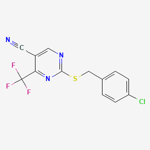 molecular formula C13H7ClF3N3S B2420317 2-[(4-氯苄基)硫代]-4-(三氟甲基)-5-嘧啶甲腈 CAS No. 339096-97-8