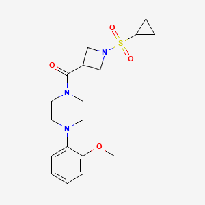 molecular formula C18H25N3O4S B2420327 (1-(Cyclopropylsulfonyl)azetidin-3-yl)(4-(2-methoxyphenyl)piperazin-1-yl)methanone CAS No. 1428371-27-0