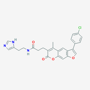 molecular formula C26H22ClN3O4 B242033 3-[3-(4-chlorophenyl)-5-methyl-7-oxo-7H-furo[3,2-g]chromen-6-yl]-N-[2-(1H-imidazol-4-yl)ethyl]propanamide 