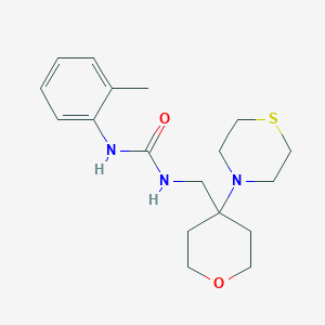 molecular formula C18H27N3O2S B2420331 1-(2-Methylphenyl)-3-[(4-thiomorpholin-4-yloxan-4-yl)methyl]urea CAS No. 2415454-93-0