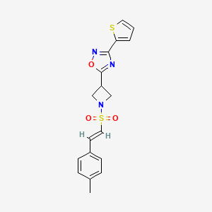 (E)-5-(1-((4-methylstyryl)sulfonyl)azetidin-3-yl)-3-(thiophen-2-yl)-1,2,4-oxadiazole