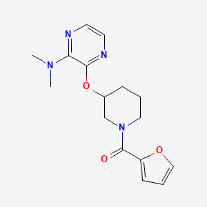 molecular formula C16H20N4O3 B2420342 (3-((3-(Dimethylamino)pyrazin-2-yl)oxy)piperidin-1-yl)(furan-2-yl)methanone CAS No. 2034482-51-2