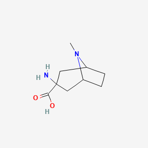 molecular formula C9H16N2O2 B2420343 3-Amino-8-methyl-8-azabicyclo[3.2.1]octane-3-carboxylic acid CAS No. 1132889-24-7