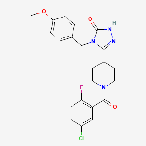 molecular formula C22H22ClFN4O3 B2420349 5-[1-(5-chloro-2-fluorobenzoyl)piperidin-4-yl]-4-(4-methoxybenzyl)-2,4-dihydro-3H-1,2,4-triazol-3-one CAS No. 1775525-66-0