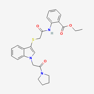 ethyl 2-[({[1-(2-oxo-2-pyrrolidin-1-ylethyl)-1H-indol-3-yl]thio}acetyl)amino]benzoate