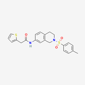 molecular formula C22H22N2O3S2 B2420376 2-(thiophen-2-yl)-N-(2-tosyl-1,2,3,4-tetrahydroisoquinolin-7-yl)acetamide CAS No. 954630-83-2