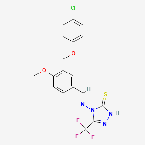 4-{[(E)-{3-[(4-chlorophenoxy)methyl]-4-methoxyphenyl}methylidene]amino}-5-(trifluoromethyl)-4H-1,2,4-triazole-3-thiol