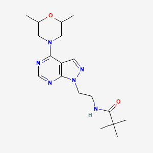 N-(2-(4-(2,6-dimethylmorpholino)-1H-pyrazolo[3,4-d]pyrimidin-1-yl)ethyl)pivalamide