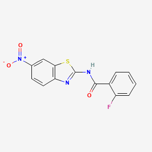 molecular formula C14H8FN3O3S B2420381 2-fluoro-N-(6-nitro-1,3-benzothiazol-2-yl)benzamide CAS No. 313370-25-1