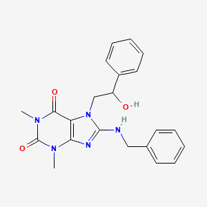 molecular formula C22H23N5O3 B2420393 8-(benzylamino)-7-(2-hydroxy-2-phenylethyl)-1,3-dimethyl-1H-purine-2,6(3H,7H)-dione CAS No. 91894-54-1