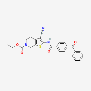 molecular formula C25H21N3O4S B2420397 ethyl 2-(4-benzoylbenzamido)-3-cyano-4,5-dihydrothieno[2,3-c]pyridine-6(7H)-carboxylate CAS No. 920427-49-2