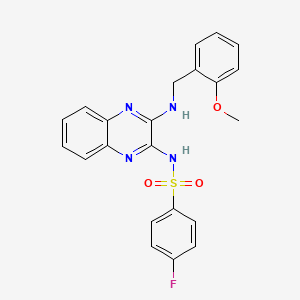 molecular formula C22H19FN4O3S B2420402 4-氟-N-(3-((2-甲氧基苄基)氨基)喹喔啉-2-基)苯磺酰胺 CAS No. 714945-29-6