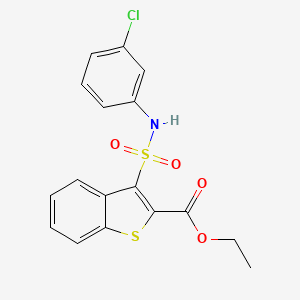 molecular formula C17H14ClNO4S2 B2420403 3-[(3-氯苯基)磺酰氨基]-1-苯并噻吩-2-羧酸乙酯 CAS No. 932354-78-4