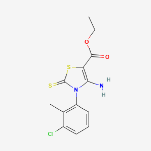 Ethyl 4-amino-3-(3-chloro-2-methylphenyl)-2-thioxo-2,3-dihydrothiazole-5-carboxylate