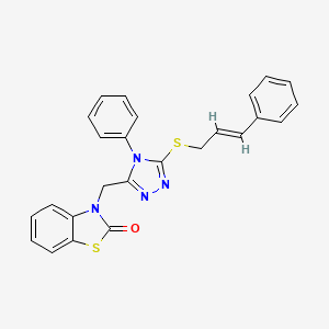 (E)-3-((5-(cinnamylthio)-4-phenyl-4H-1,2,4-triazol-3-yl)methyl)benzo[d]thiazol-2(3H)-one