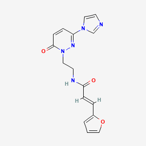 molecular formula C16H15N5O3 B2420409 (E)-N-(2-(3-(1H-咪唑-1-基)-6-氧代嘧啶-1(6H)-基)乙基)-3-(呋喃-2-基)丙烯酰胺 CAS No. 1396891-61-4