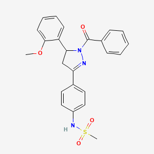 molecular formula C24H23N3O4S B2420419 N-[4-[2-benzoyl-3-(2-methoxyphenyl)-3,4-dihydropyrazol-5-yl]phenyl]methanesulfonamide CAS No. 852140-94-4