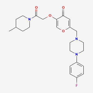 molecular formula C24H30FN3O4 B2420424 2-((4-(4-氟苯基)哌嗪-1-基)甲基)-5-(2-(4-甲基哌啶-1-基)-2-氧代乙氧基)-4H-吡喃-4-酮 CAS No. 898416-76-7