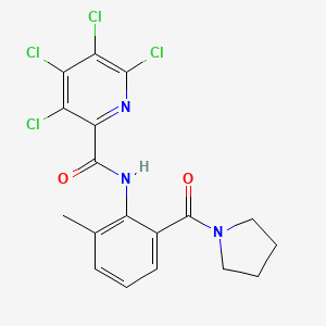 molecular formula C18H15Cl4N3O2 B2420434 3,4,5,6-tetrachloro-N-[2-methyl-6-(pyrrolidine-1-carbonyl)phenyl]pyridine-2-carboxamide CAS No. 1333625-95-8