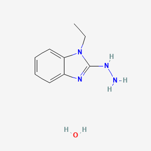 molecular formula C9H14N4O B2420456 1-Ethyl-2-hydrazino-1H-benzimidazole hydrate CAS No. 1390654-97-3; 90562-75-7
