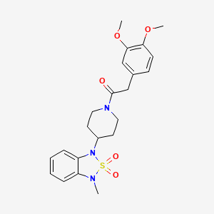 molecular formula C22H27N3O5S B2420472 2-(3,4-二甲氧基苯基)-1-(4-(3-甲基-2,2-二氧化苯并[c][1,2,5]噻二唑-1(3H)-基)哌啶-1-基)乙酮 CAS No. 2034508-43-3