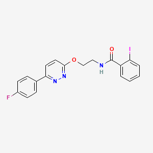 molecular formula C19H15FIN3O2 B2420473 N-(2-((6-(4-fluorophenyl)pyridazin-3-yl)oxy)ethyl)-2-iodobenzamide CAS No. 920365-27-1