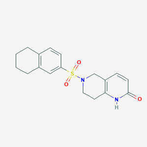 molecular formula C18H20N2O3S B2420477 6-((5,6,7,8-tetrahydronaphthalen-2-yl)sulfonyl)-5,6,7,8-tetrahydro-1,6-naphthyridin-2(1H)-one CAS No. 1421494-43-0