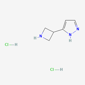 molecular formula C6H11Cl2N3 B2420483 3-(氮杂环丙-3-基)-1H-吡唑二盐酸盐 CAS No. 2193064-49-0