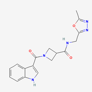 1-(1H-indole-3-carbonyl)-N-((5-methyl-1,3,4-oxadiazol-2-yl)methyl)azetidine-3-carboxamide