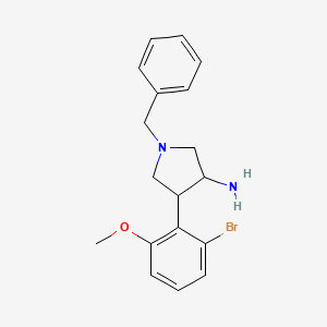 molecular formula C18H21BrN2O B2420487 1-Benzyl-4-(2-bromo-6-methoxyphenyl)pyrrolidin-3-amine CAS No. 2007909-78-4