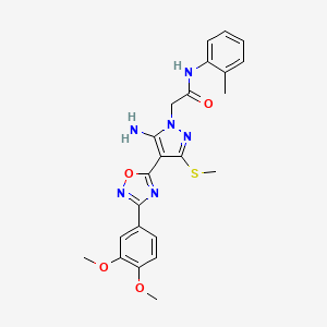 molecular formula C23H24N6O4S B2420497 2-(5-氨基-4-(3-(3,4-二甲氧基苯基)-1,2,4-恶二唑-5-基)-3-(甲硫基)-1H-吡唑-1-基)-N-(邻甲苯基)乙酰胺 CAS No. 1019098-86-2